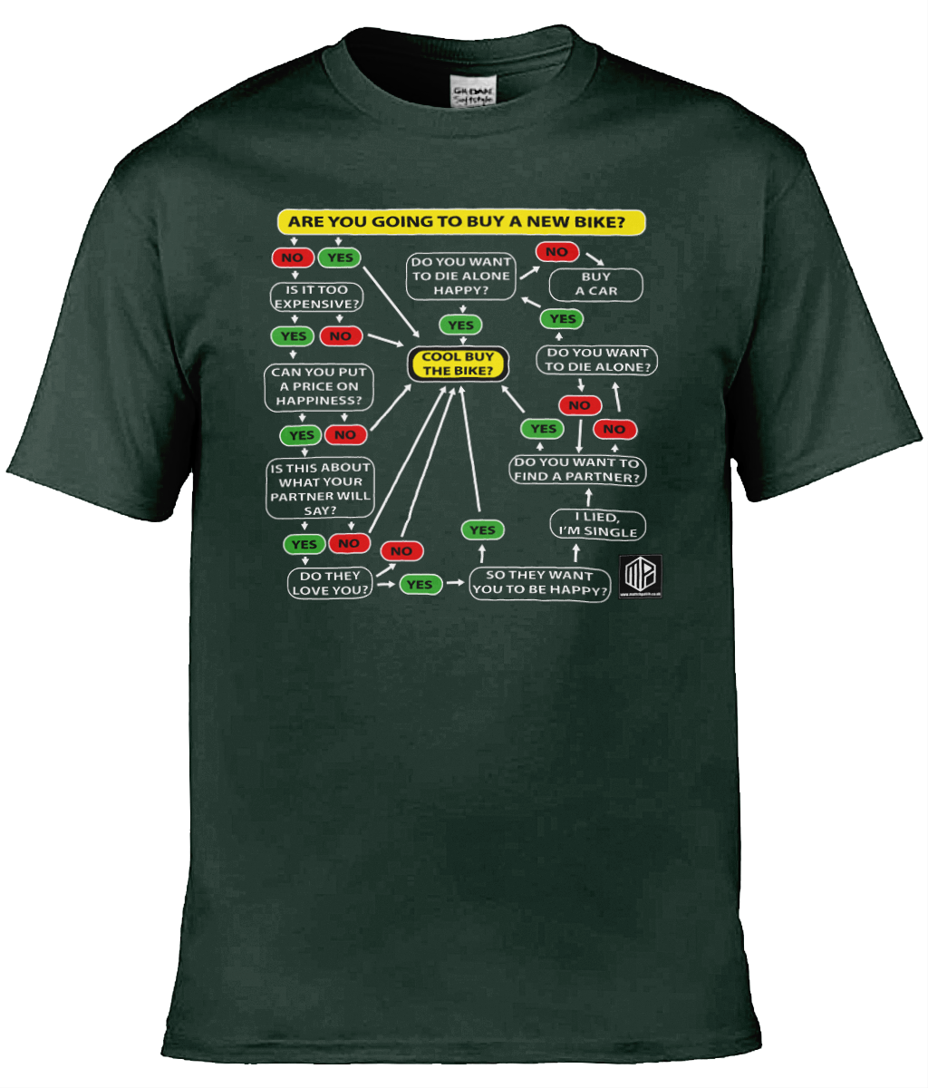 New Bike Flow Chart T-Shirt White Text - Image 3